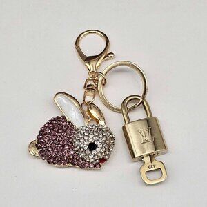 Authentic Louis Vuitton Lock & Key with unbranded Rabbit Bagcharm, Keycharm